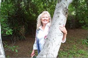 Jean Bliss in her garden