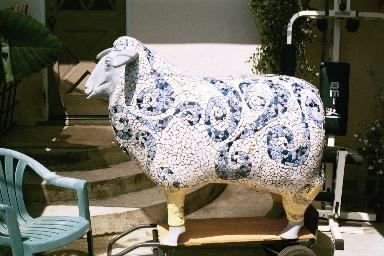 Molly in Jean's studio before her face is painted